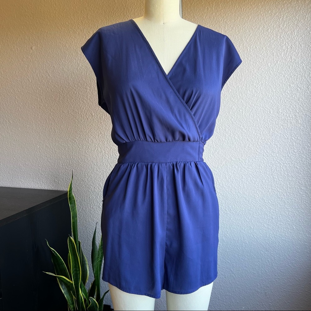 Blue cinch waist Romper